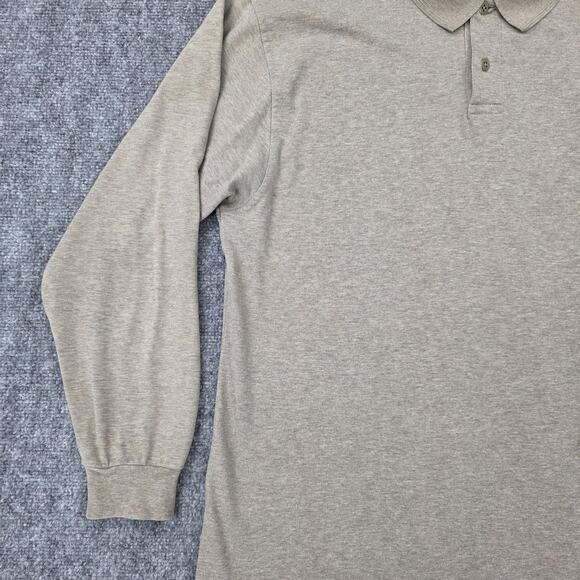 Nike Golf Shirt Mens Medium Beige Long Sleeve 100% Cotton Classic Pullover Logo - Picture 9 of 16